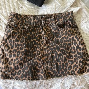 ZARA leopard mini skirt, denim material